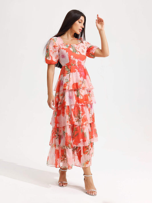 LARIA RED FLORAL DRESS