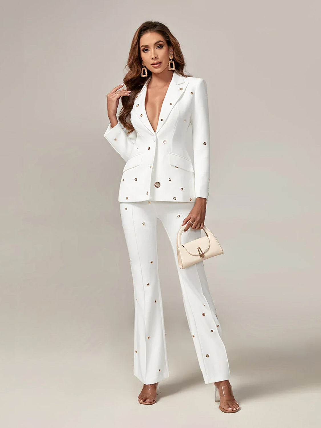 CLEVIE JACKET + PANTS SET IN WHITE