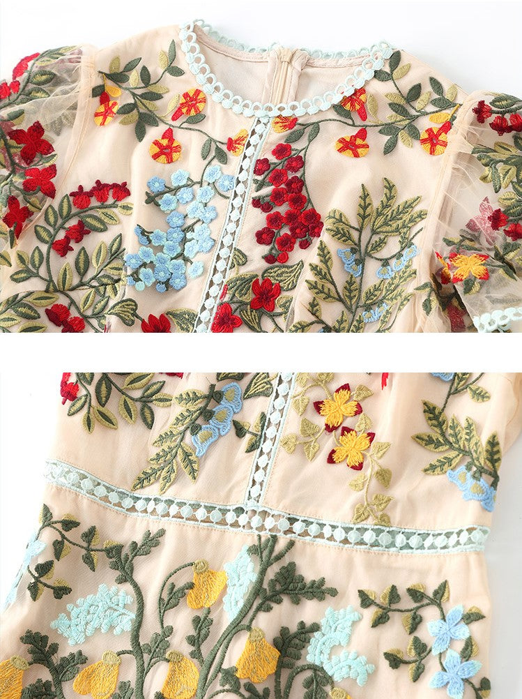 FLORAL EMBROIDERED DRESS - FANCY NICHE