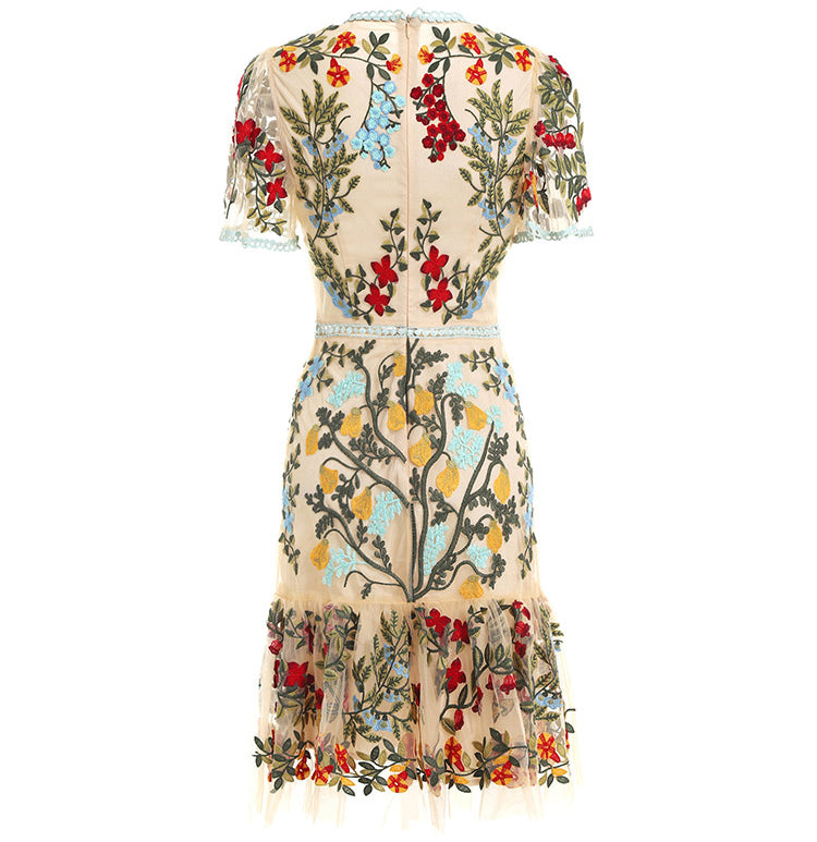 FLORAL EMBROIDERED DRESS - FANCY NICHE