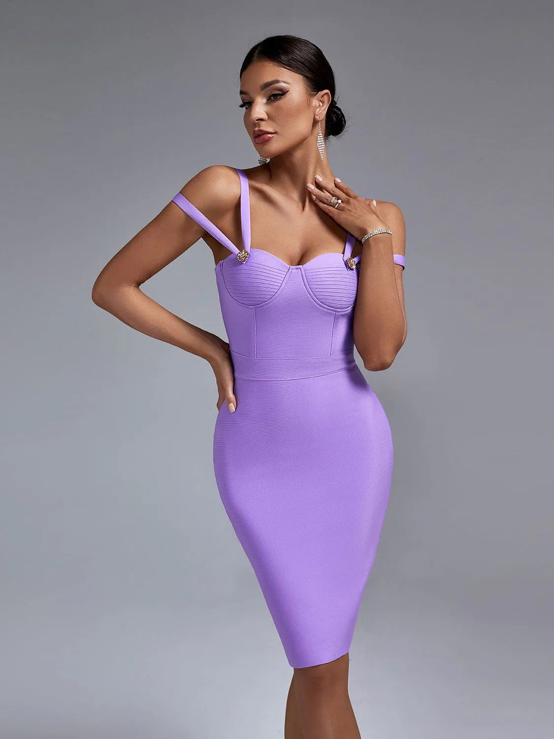 Lalaine dress in purple, Front side 4