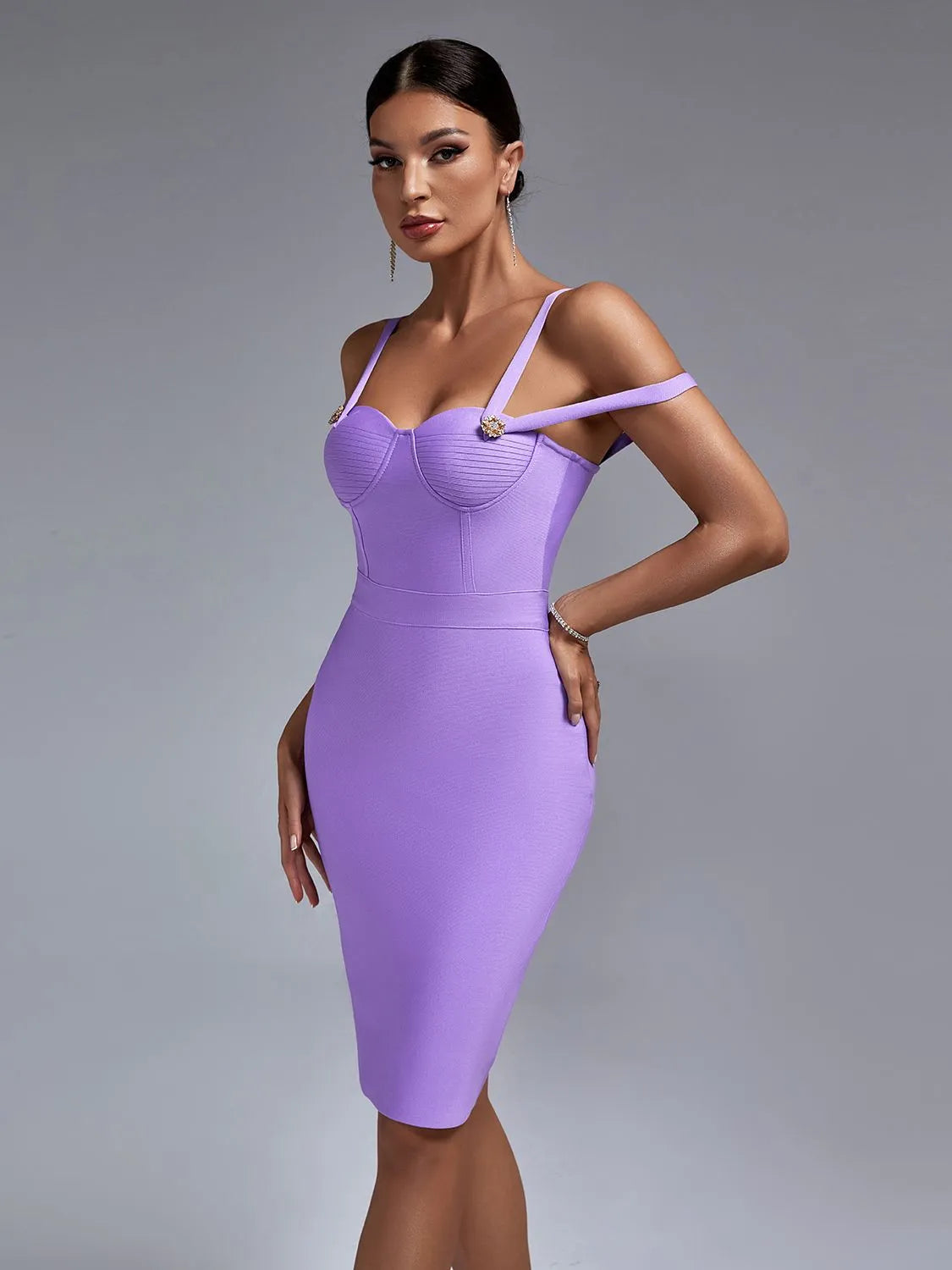 Lalaine dress in purple, Front side 3