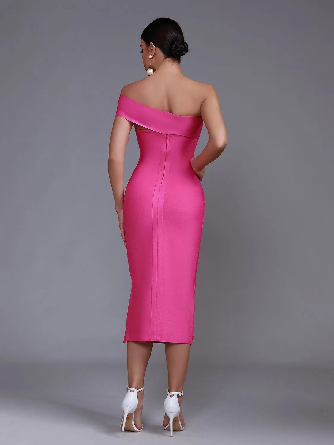 Shenna midi dress in pink, Back side