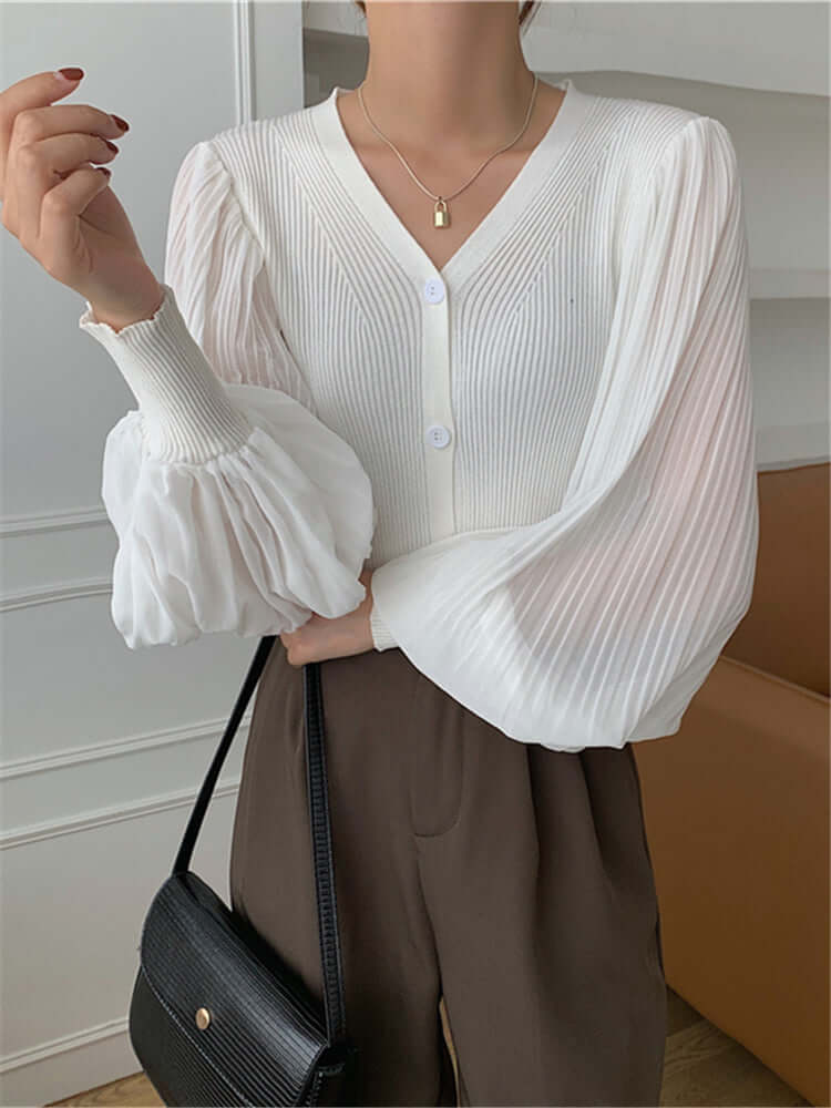 Adela blouse in white, Frotn side