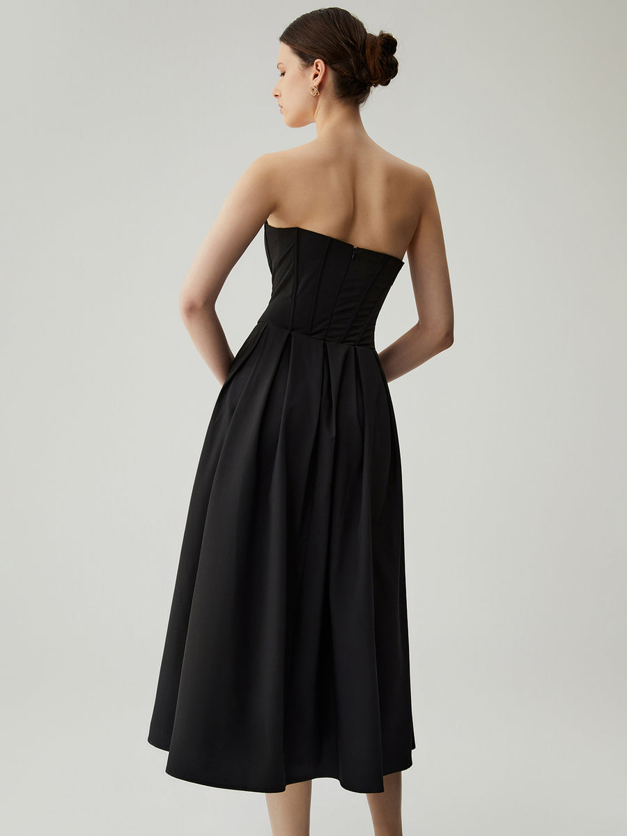 DELIA BLACK STRAPLESS CORSET DRESS